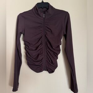 Ruched espresso brown cloud 2 vitality zip up jacket